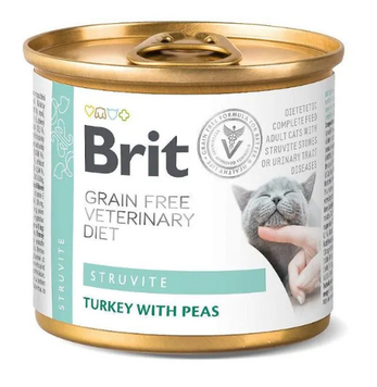 Вологий корм для котів Brit VetDiets з індичкою та горохом для підтримки сечовидільної системи, 200 г 00-00007495 фото