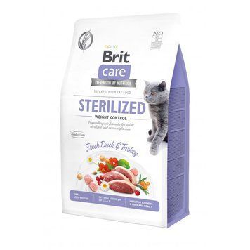 Сухой беззерновой корм для стерилизованных кошек с лишним весом Brit Care Cat Grain Free Sterilized Weight Control с уткой и индейкой, 400 г 00-00001463 фото