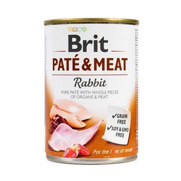 Brit Pate & Meat Dog вологий корм для собак, з кроликом, 400 г 00-00004542 фото