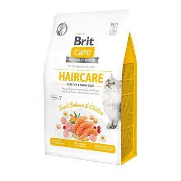 Сухой беззерновой корм для кошек Brit Care Cat Grain Free Haircare Healthy & Shiny Coat с лососем и курицей, 400 г 00-00001480 фото