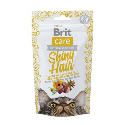 Лакомство Brit Care для кошек для шелковистой шерсти и здоровой кожи с лососем 50г 111264/1388 фото