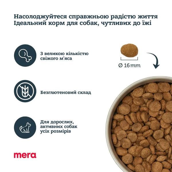 Сухой корм MERA Pure Sensitive для взрослых собак с чувствительным пищеварением, с индейкой и картошкой, 1 кг 00-00018612 фото