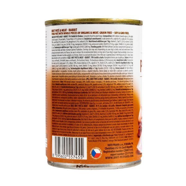 Brit Pate & Meat Dog вологий корм для собак, з кроликом, 400 г 00-00004542 фото