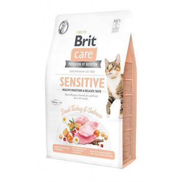Brit Care Sensitive GF беззерновой сухой корм для привередливых котов, с индейкой и лососем, 2 кг 00-00001470 фото