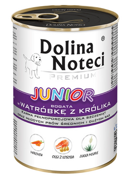 Корм вологий Dolina Noteci Premium для цуценят з печінкою кролика, 400 г 00-00010285 фото