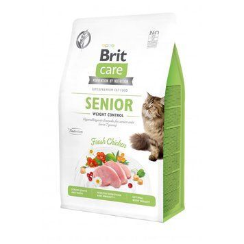 Сухий беззерновий корм для літніх котів та котів із зайвою вагою Brit Care Cat Grain Free Senior & Weight Control з куркою, 400 г 00-00001473 фото
