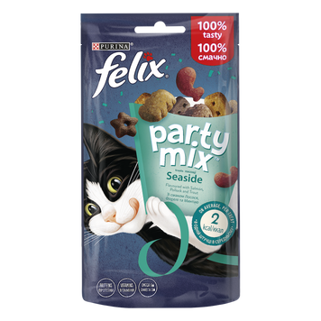 Лакомства для кошек Felix Party Mix Океанический микс со вкусом лосося и форели, 60 г 00-00006103 фото