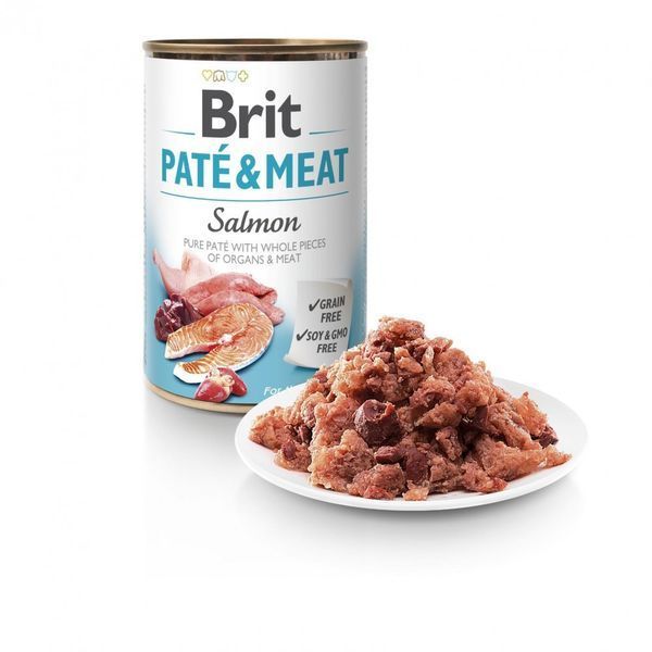 Brit Pate & Meat вологий корм для собак, з лососем, 400 г 00-00004543 фото