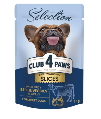 Корм вологий Клуб 4 лапи Selection для собак малих порід шматочки з яловичиною та овочами в соус 85 г 3874990 фото