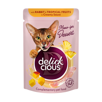 Корм влажный для кошек Delickcious хлопья с кроликом и тропическими фруктами в соусе 80 г СП-00000068 фото