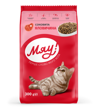 Мяу сухой корм для кошек, с говядиной, 300 г СП-00000413 фото