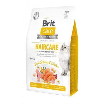 Сухий беззерновий корм для котів Brit Care Cat Grain Free Haircare Healthy & Shiny Coat з лососем та куркою, 2 кг 00-00001481 фото
