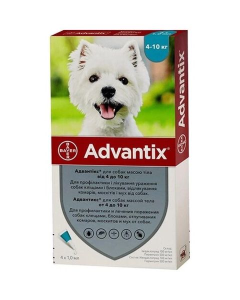 Краплі від бліх і кліщів для собак Адвантікс 4-10 кг Тріплекс 54 168 фото