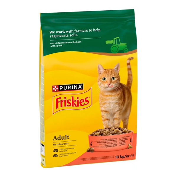 Сухий повнораціонний корм для дорослих котів Friskies (Фріскіс) з яловичиною, куркою та додаванням овочів,10 кг 00-00000114 фото