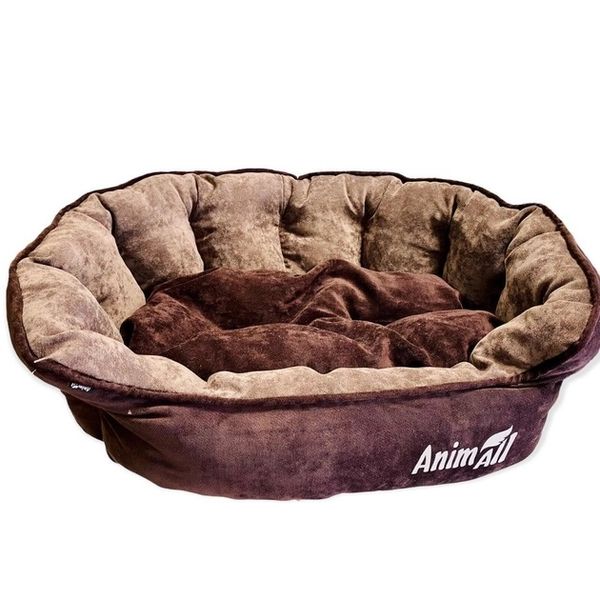 Лежак AnimAll Royal Velours M для собак та котів шоколадно-бежевий (53х47х21) 114002 фото