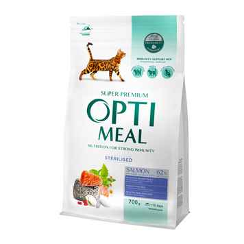 Optimeal Sterilised сухой корм для стерилизованных кошек, с лососем, 700 г 00-00017980 фото