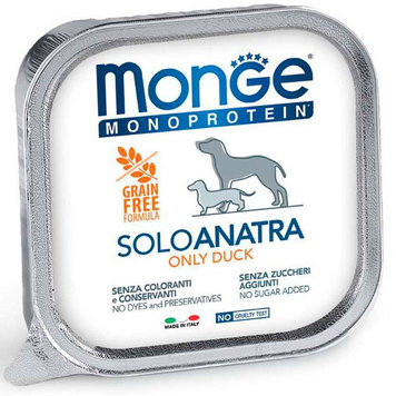 Корм влажный для собак с пищевой непереносимостью Monge Dog Monoproteim SOLO, с уткой, 150 г 00-00010485 фото