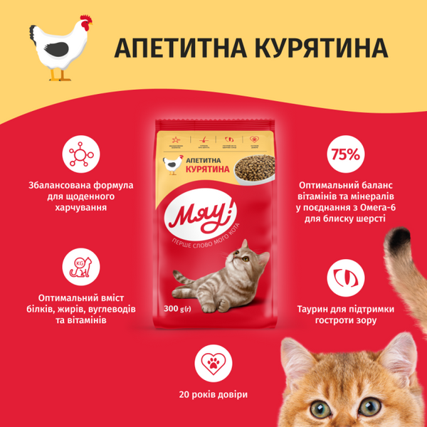 Сухой корм для взрослых кошек &laquo;Мяу!&raquo; с курицей, 11 кг 00-00007331 фото