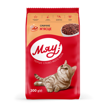 Сухой корм для взрослых кошек &laquo;Мяу!&raquo; с мясом, 300 г 00-00018097 фото