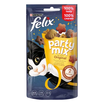 Угощения для котов Felix Party Mix Оріджинал микс с курицей, печенью и индейкой, 60 г 00-00006104 фото