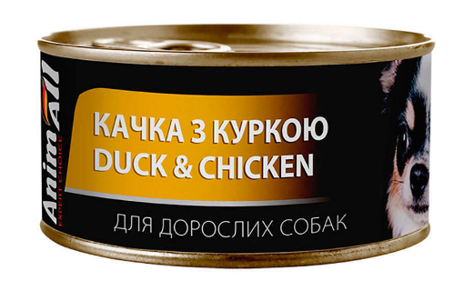 Вологий корм для дорослих собак усіх порід AnimAll (Енімал) із качкою та куркою в желе, 85 г 00-00008516 фото