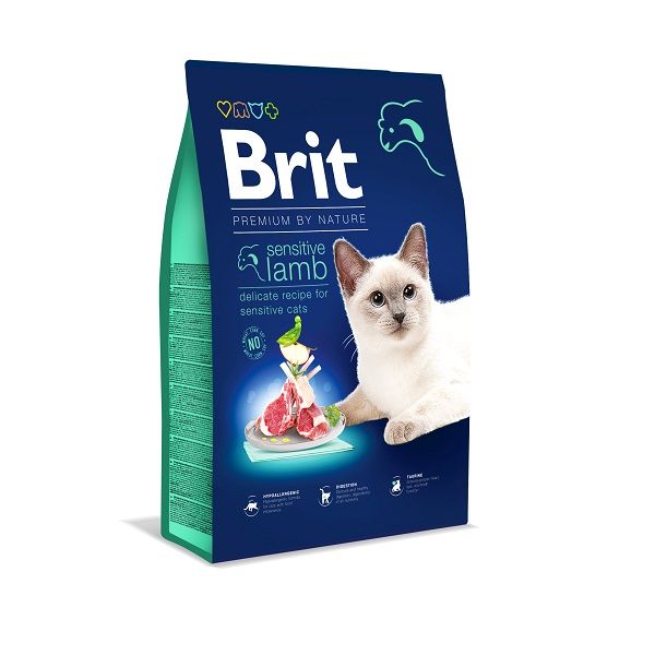 Корм сухой для кошек с чувствительным пищеварением, с ягненком Brit Premium, 8 кг 171873 фото