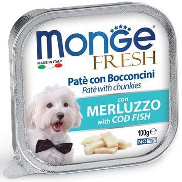 Вологий корм MONGE Dog Wet FRESH для собак з тріскою 100 г 00-00002664 фото