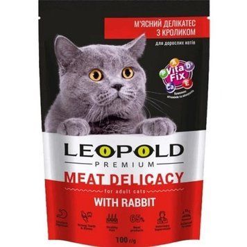 Корм вологий Леопольд Premium для котів з кроликом 100г 00-00002904 фото