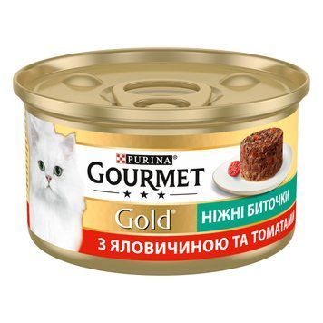 Gourmet Gold вологий корм для котів, "Ніжні биточки" з яловичиною та томатами, 85г 00-00000129 фото