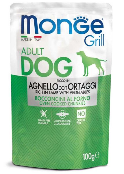 Корм вологий Monge Dog Wet GRILL для собак Ягня з овочами 100 г 70013161 фото