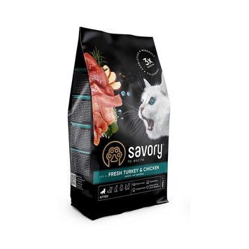 Сухой корм для котят всех пород Savory Kitten Fresh Turkey & Chicken со свежей индейкой и курицей, 2 кг 00-00004902 фото