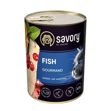 Влажный корм для взрослых привередливых кошек SAVORY с рыбой, 400 г 00-00017715 фото