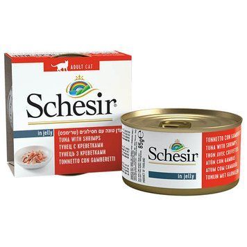 Корм вологий Schesir для котів ТУНЕЦЬ З КРЕВЕТКАМИ в желе 85 г 00-00002421 фото