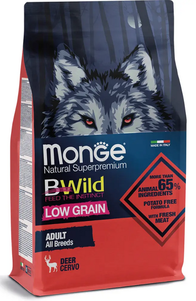 Monge Dog Bwild Low Grain сухой корм для собак, с олениной, 15 кг 00-00013589 фото