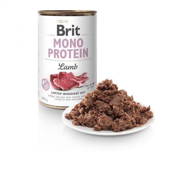 Brit Mono Protein вологий корм для собак, з ягням, 400 г 00-00004537 фото