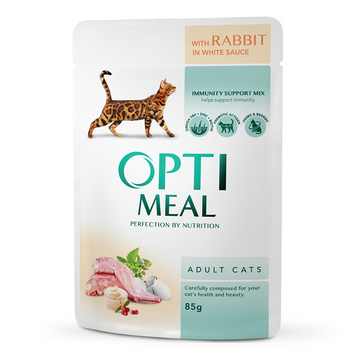Optimeal вологий корм для котів, з кроликом у білому соусі, 85 г 00-00004578 фото