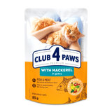 Вологий корм для дорослих котів Club 4 Paws (Клуб 4 лапи) Premium з макреллю у соусі, 85 г 00-00004582 фото