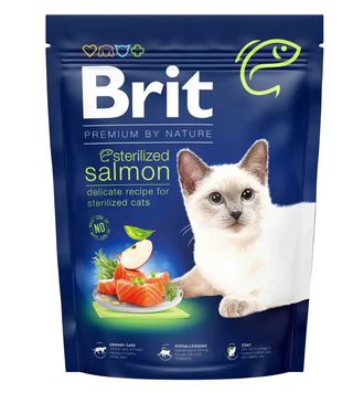 Brit Premium сухой корм для стерилизованных котов, с лососем, 300 г 00-00013434 фото