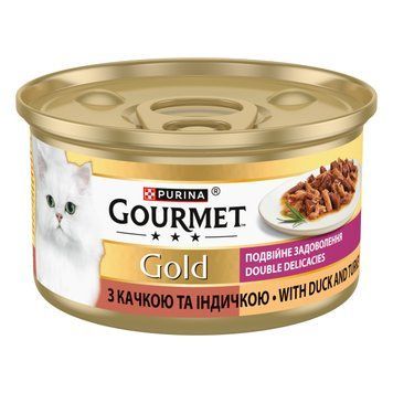 Gourmet Gold влажный корм для кошек, с кусочками утки и индейки в подливке, 85 г 00-00000118 фото