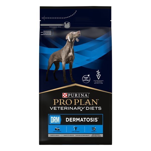 Сухий дієтичний корм для собак Pro Plan Veterinary Diets (Про План Ветеринарі Дієтс) DRM Dermatosis (Дерматозіс) для підтримки функції шкіри при дерматозах та надмірному випадінні шерсті, 3 кг 00-00016784 фото