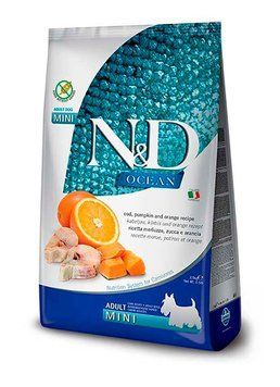 Farmina N&D Grain Free Adult Mini сухой корм для собак малых пород с чувствительным пищеварением, с треской и апельсином, 800 г 00-00009952 фото