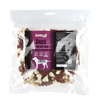 Ласощі для собак AnimAll Snack м'ясо качки на кальцієвій кістці 500 г 00-00008004 фото
