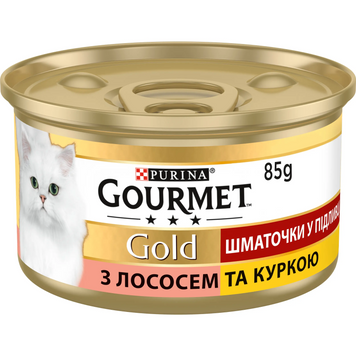 Вологий корм для котів Gourmet Gold зі шматочками лосося та курки у підливці, 85г 00-00000120 фото