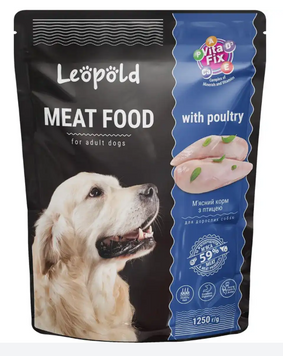 Корм вологий для собак Леопольд Meat Food With Poultry Птиця 1,25 кг 00-00010805 фото