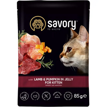 Влажный корм для котят SAVORY (ягненок с тыквой в желе), 85 г 00-00010433 фото