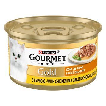 Gourmet Gold Соус Де-люкс влажный корм для кошек, с кусочками курицы в соусе, 85 г 00-00000130 фото