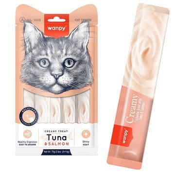 Ласощі для котів Wanpy Creamy Lickable Treats Tuna & Salmon тунець та лосось, 5 шт (70 г) 00-00006252 фото
