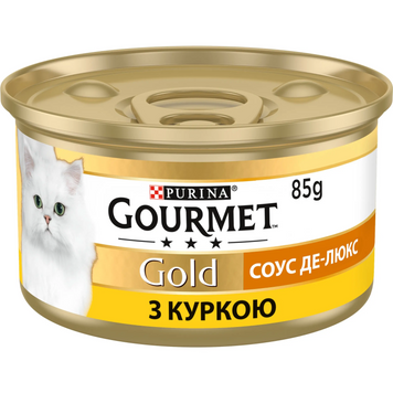 Вологий корм для котів Gourmet Gold Соус Де-люкс зі шматочками курки в соусі, 85г 00-00000130 фото