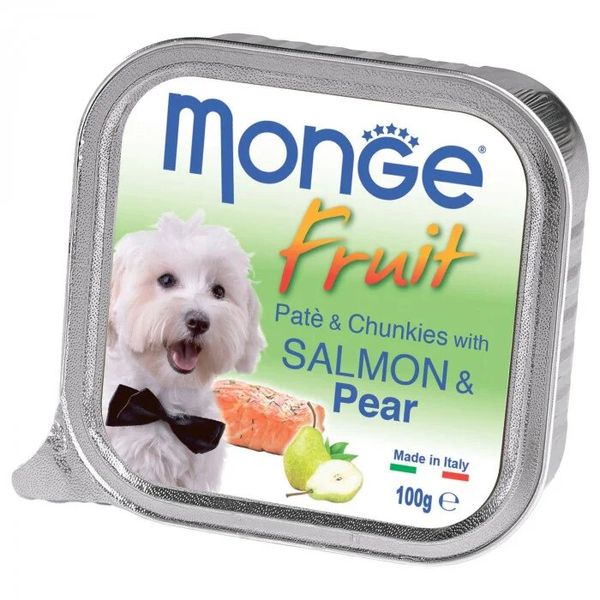 Корм вологий Monge Dog Wet FRUIT для собак Лосось з грушею 100 г 70013246 фото