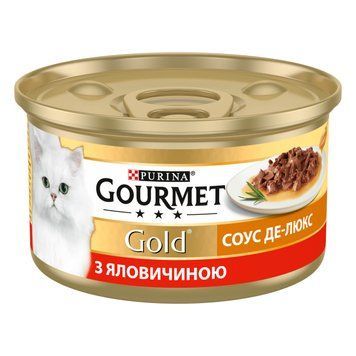 Gourmet Gold Соус Де-люкс влажный корм для кошек, с кусочками говядины в соусе, 85г 00-00000131 фото
